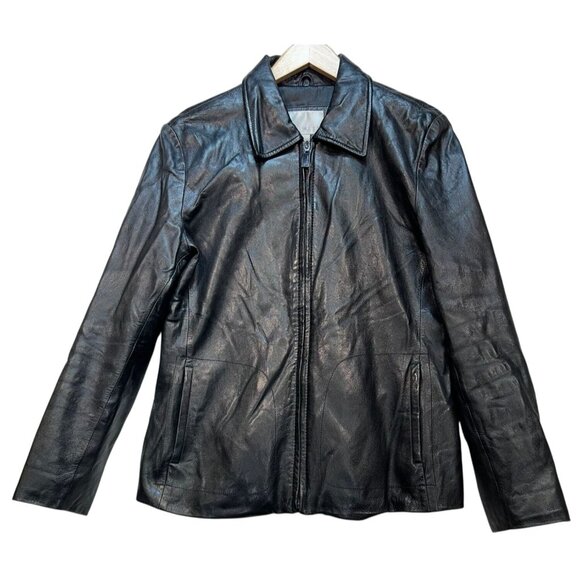 Nine West Jackets & Blazers - Nine West Women's Classic Leather Jacket Size L Black Full Zipper
